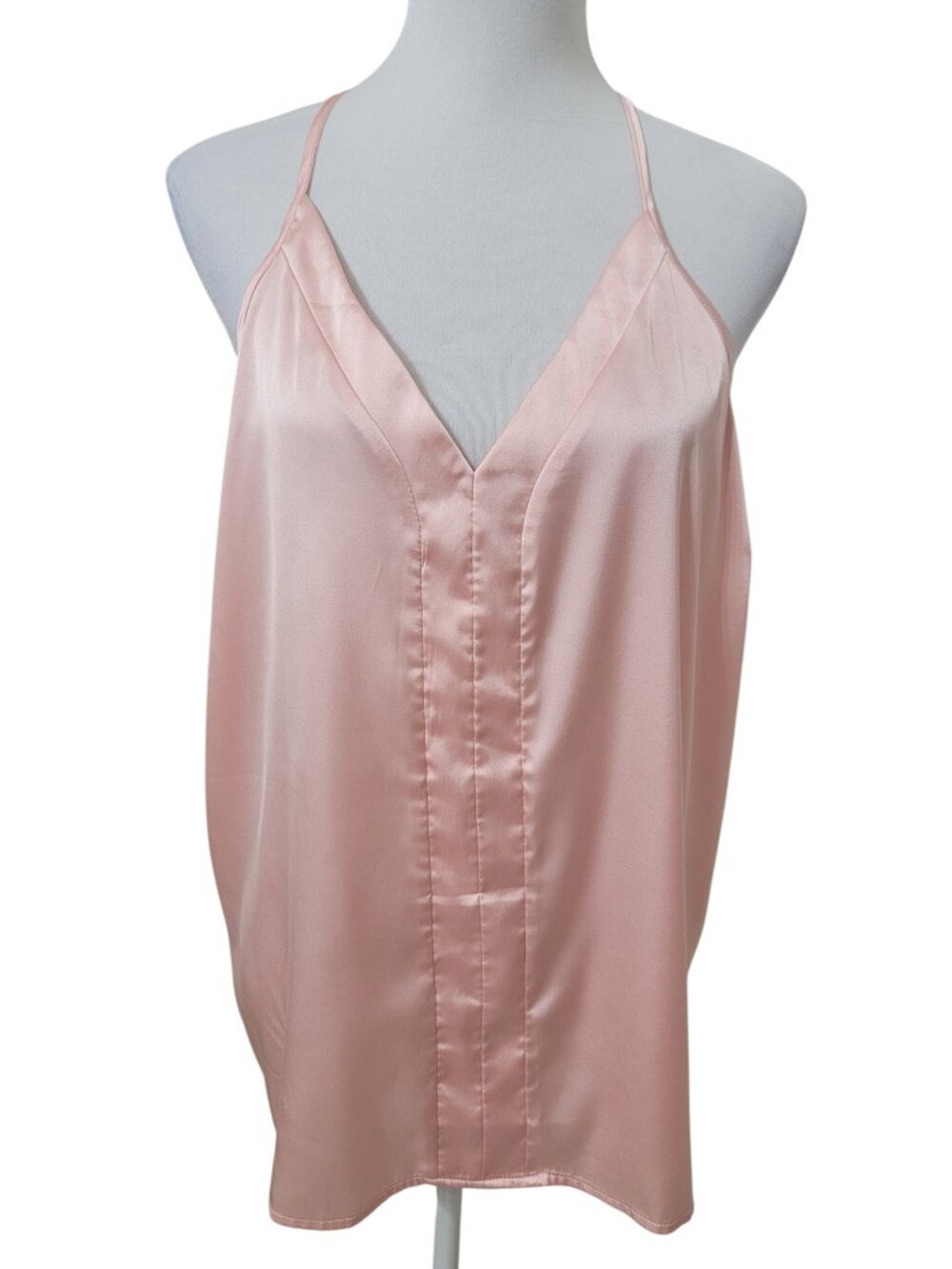 Ekouaer Size XL Pink Champagne Satin Camisole Tank Top, NEW with Tag.